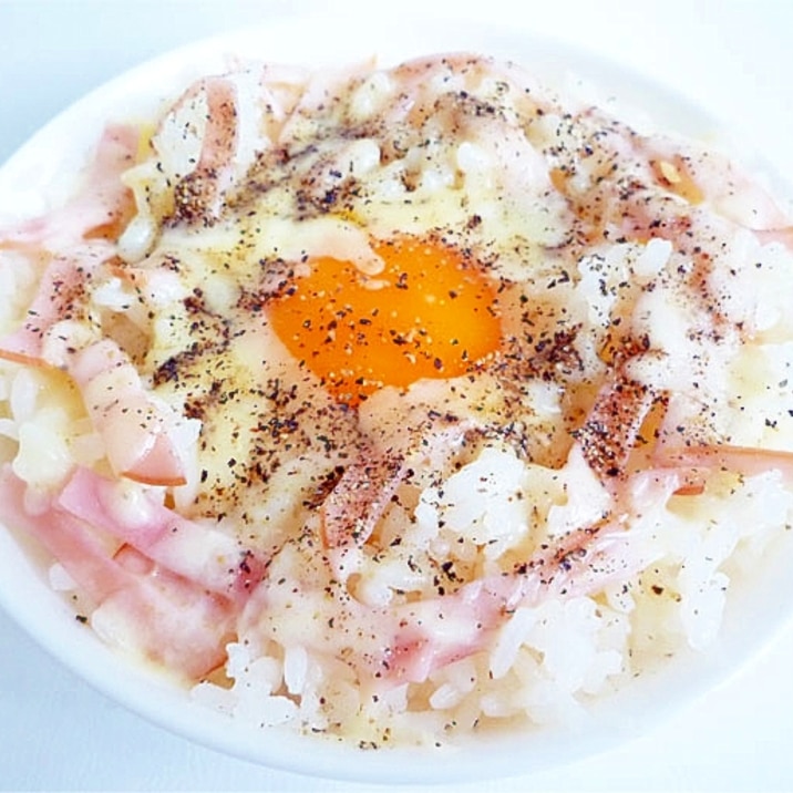 電子レンジで　簡単カルボナーラ丼